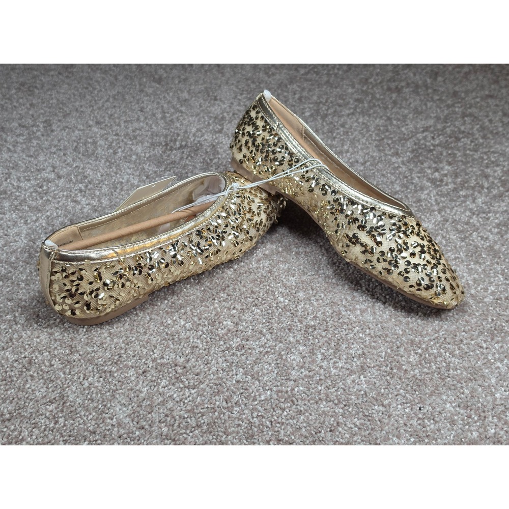 A New Day Sammie Champagne Gold Sequin Ballet Flats Womens 6 New - Picture 3 of 6